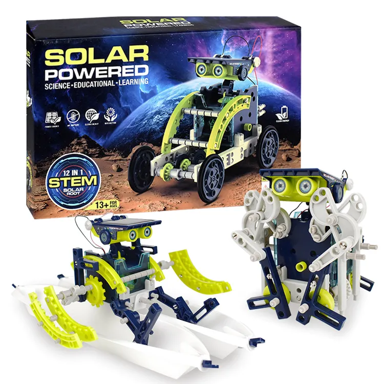 Wholesale STEM educational solar robot kit 12 in 1 kids solar power robot solar toy