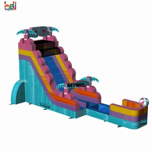 Toboggan aquatique gonflable commercial en PVC de 32 pieds de long, modèle palmier, à une voie, avec impression de logo gratuite, pour <span class=keywords><strong>location</strong></span> événementielle - Product Image 4
