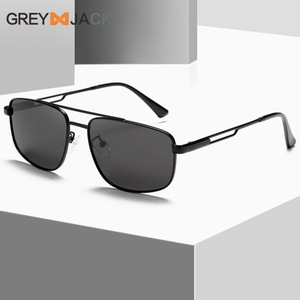 Lunettes de soleil Greyjack pour hommes, monture en métal, verres polarisés noirs UV400 TAC, lunettes de conduite - Product Image 1