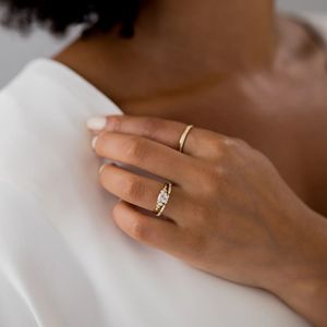 European Style Women's Micro Pave Zircon <b>Stacked</b> <b>Rings</b> Plant Design Index Finger Jewelry Gift - Product Image 3
