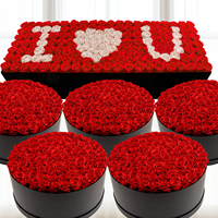 Boîte ronde personnalisée avec logo pour cadeaux de mariage, fleurs stabilisées éternelles, bouquet de roses