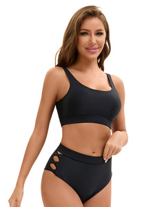 Nuevo Bikini triangular sexy sin espalda para mujer Patrón sólido Traje de baño de una pieza separada Característica de talla grande para ventas transfronterizas - Product Image 4