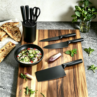 Ensemble de 5 couteaux de cuisine en acier inoxydable à haute teneur en carbone, lames antiadhésives avec manche en plastique, couteau de chef écologique