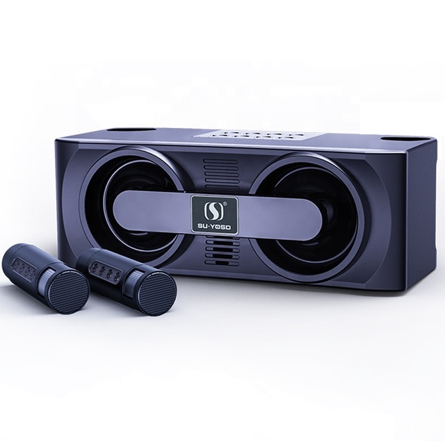 Family Sound BAR Dual UHF Caixa De Som Subwoofer Dual Microphone KTV Karaoke Speaker with Mic and bluetooth Karaoke Speaker
