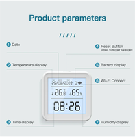 Termometer Hygrometer, pengukur suhu pintar Sensor kelembapan di kamar tidur kamar bayi mudah menonton dengan layar