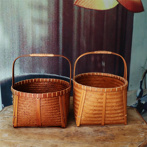 Bamboo Handwoven Baskets Rectangle Food Container Kitchen Storage Chinese Style Decorative Craft - Product Image 1