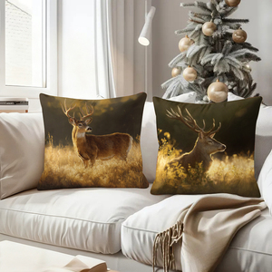 หมอนอิงรูปกวางคริสต์มาส ตกแต่งห้องนั่งเล่นให้ดูอบอุ่น พร้อมถุงเท้าคริสต์มาสและของตกแต่งเขากวาง - Product Image 4
