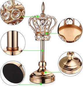 ゴールドクリスタルクラウンキャンドルホルダー燭台ウェディングセンターピーステーブルデコレーションメタルティーライトキャンドルスタンドウェディングデコレーション - Product Image 5