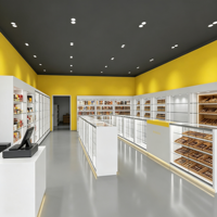 Maßgefertigte Umweltfreundliche Leicht zu Reinigende Hellgelb-Weiße Glas-LED-Parfüm-Vitrine für Hochwertige Einzelhandelsgeschäfte