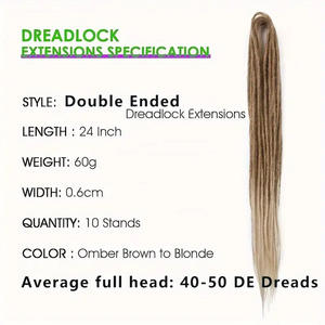 Extensiones <span class=keywords><strong>de</strong></span> Cabello Sintético <span class=keywords><strong>de</strong></span> Alta Temperatura, Trenzadas Dobles, Estilo Dreadlocks, <span class=keywords><strong>de</strong></span> <span class=keywords><strong>Shein</strong></span>, Gran Venta - Product Image 4