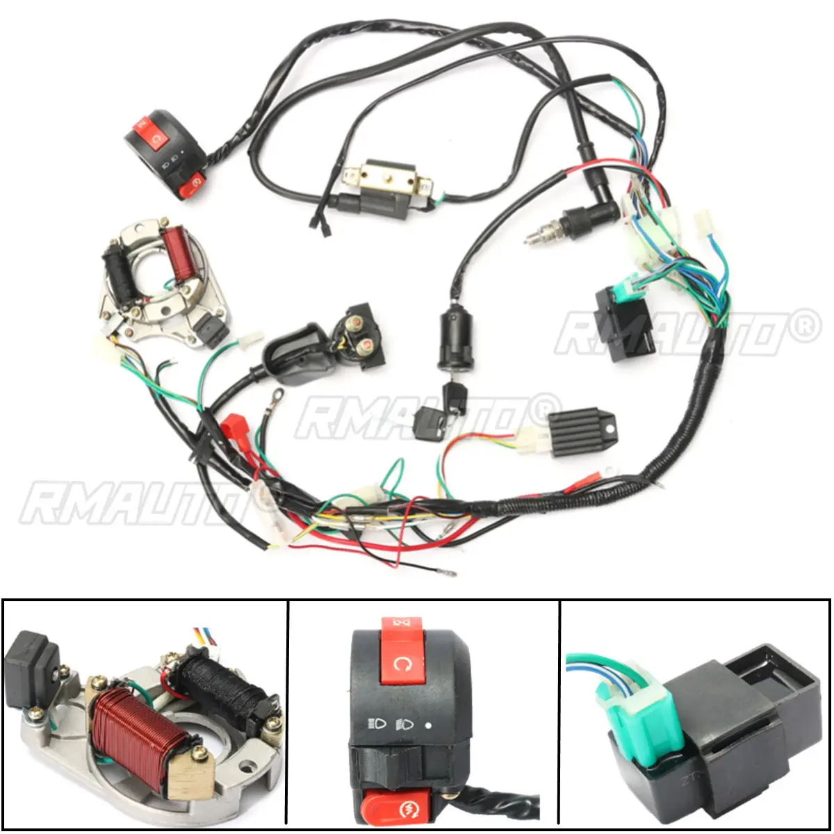 لفائف إشعال CDI لفائف اسلاك التوصيل الكهربائية لجميع الطرق الرباعية الكهربائية 50CC 70CC 90CC 110CC 125CC