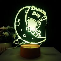 Lampe de nuit astronaute télescope lunaire 3D à seize couleurs avec télécommande, art acrylique pour adolescents