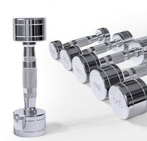 Elektroliz yuvarlak kafa Dumbbells 1-10kg 100kg spor ağırlık kaldırma krom çelik dambıl seti - Product Image 1