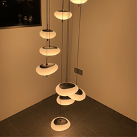 Lustre suspendu sur mesure pour escalier avec abat-jour, luminaires de plafond LED modernes et créatifs pour salon à double plafond