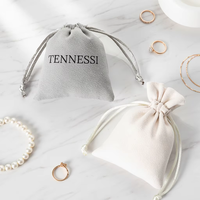 Sac en tissu à cordon personnalisé pour bijoux, pochette en velours double face 7*9cm, logo imprimé, vente en gros disponible