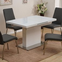 Table extensible en verre trempé blanc de qualité supérieure personnalisée avec base en métal robuste