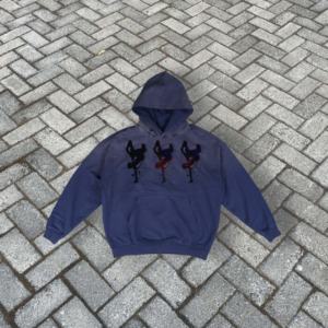 Sudadera con Capucha Extra Grande para Hombre, Lavada al Ácido, Desgastada, con Estampado, Logotipo Bordado - Product Image 1