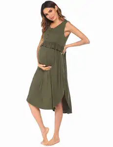 समर नर्सिंग मैटरनिटी ड्रेस महिला होमवियर नाइटगाउन मॉडल कैजुअल श्रिंकिंग प्लीटेड गर्भवती स्कर्ट