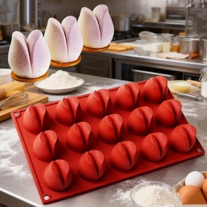Tulip Cake <b>Silicone</b> Mold 15 Cavity High Temperature Resistant <b>Baking</b> Utensil For DIY French Flower Chocolate Molds - Product Image 1