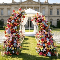 Décoration de fleurs artificielles pour mariage, arrangement floral violet personnalisé pour la mariée, arche florale réutilisable, ensemble d'arche de toile de fond en fleurs de soie