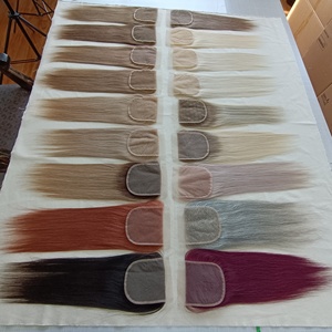Système d'intégration capillaire en maille de cheveux Remy européens, prêt à expédier, avec closure en dentelle colorée et transparente HD, tailles 3x5 3x6 5x5 6x6 - Product Image 1