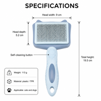 YAOYUE Peine Quita Pelo de Gato con Orejas de Gato, Cepillo Autolimpiante para Aseo de Mascotas, Cabezal de 9 cm, Plástico y TPR, Azul, Morado, Rosa, Gris