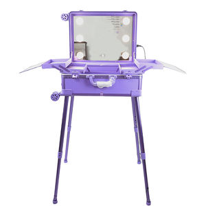 ماكياج السفر القطار حقيبة مهنةماكياج محطة ماكياج مع 3 أضواء قابل للتعديل وعجلات مضاءة المتداول السفر حالة مستحضرات التجميل - Product Image 5