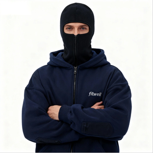 Balaclava HOODIE ZIP up tùy chỉnh cotton Mens nặng Streetwear Chất lượng cao của riêng bạn Logo - Product Image 1