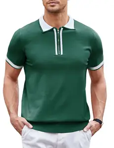 Custom Men's Zip-Up Floral Pattern POLO Shirt Short Sleeve Business Casual Smart Casual Knitted OEM Service