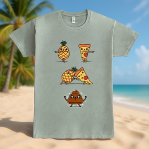 Camiseta Tropical Fusion Unisex para Adultos, Tallas S M L XL XXL, Diseño Divertido de Comida, Estampado Gráfico de Piña, Pizza y Bola de Higo - Product Image 3