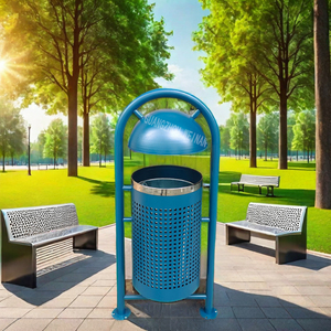 Ngoài trời thép Thùng rác rác có thể vườn rác bụi bin <span class=keywords><strong>container</strong></span> đứng sắt cho công viên đường phố chất thải thùng sản xuất nổi tiếng - Product Image 3