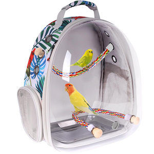 Bolsa de viaje <span class=keywords><strong>para</strong></span> pájaros Clear Space Parrot Bird Cage Carriers Bag <span class=keywords><strong>para</strong></span> llevar <span class=keywords><strong>mochila</strong></span> portátil de transporte de mascotas con bandeja de metal Percha de madera - Product Image 1
