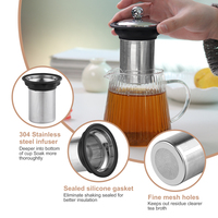 Théière en verre borosilicate de 600 ml (20 oz) avec infuseur amovible en acier inoxydable, théière à feuilles de thé, logo personnalisé pour hôtel, café