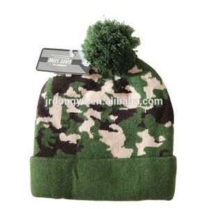 Dành Cho Người Lớn Ngụy Trang Dệt Kim Còng Mùa Đông <span class=keywords><strong>Beanie</strong></span> Toques Với <span class=keywords><strong>Top</strong></span> Bóng Người Đàn Ông Ngoài Trời Acrylic Camo Knit Cuff Hat Với Pom Pom - Product Image 5