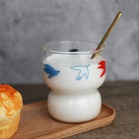 Tasse à eau, jus ou thé en verre en forme d'oiseau, résistante à la chaleur et aux hautes températures, utilisable au micro-ondes, design moderne, simple paroi
