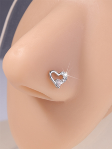 Sáng bóng CZ trái tim màu hồng thiết kế L hình mũi đinh tán nhẫn cho phụ nữ cô gái vàng dễ thương mũi Pin mũi piercing đồ trang sức bán buôn 20g - Product Image 3