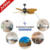 Ventilateur de plafond 1stshine avec pales classiques en forme de feuille, décoration intérieure, haute efficacité, écologique, 52 pouces, pales en ABS, avec chaîne de tirage