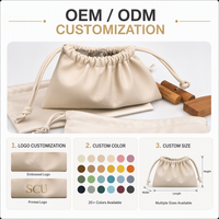 Pochette cosmétique de luxe beige en cuir PU gaufré avec logo personnalisé, sac à cordon anti-poussière, sac cadeau maquillage gaufré, vente en gros usine