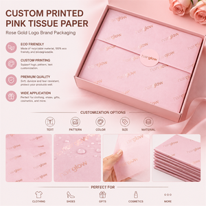 Custom Printed Eco Friendly Gold Logo Rose Gold Brand Packaging <strong>Pink</strong> Tissue <strong>Paper</strong> <strong>Wrapping</strong> - Product Image 2