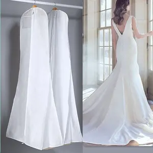 White Customized Wedding Dress Evening Dress Garment Bag For Bridal Long Dress Cover