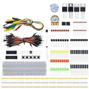 Full DIY Electronic Kit 830 Breadboard Jumper Wire Power Supply Capacitor LED Light for Mega Basic Starter Kit