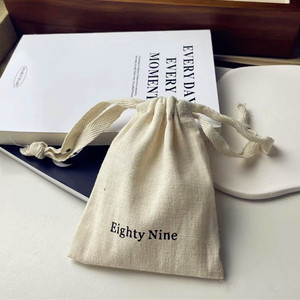 Tas kantong katun murni, perlindungan lingkungan dengan tali serut Retro katun tua, tas kemasan boneka katun Slub - Product Image 4