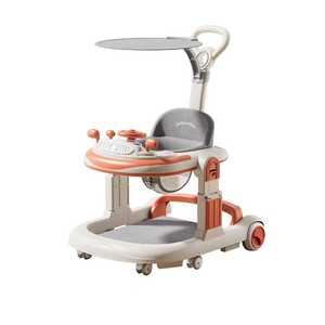 Porteur bébé orange et blanc avec poignée de poussée, draisienne pour nourrisson, jouet à chevaucher pour tout-petit, trottinette d'apprentissage assis-debout, cadeau - Product Image 1