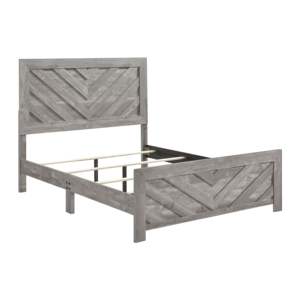 Lit à panneaux gris rustique contemporain de taille Queen avec matelas en boîte par DB, meubles de chambre à coucher en bois, revêtement en tissu, polyester Ma - Product Image 5