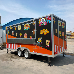 Square Shape Fiberglass Tow Bar Food Trailer 4 <b>Wheel</b> 5m Easy Operate Durable CE Certified Outdoor Mobile Food Trailer - Product Image 1