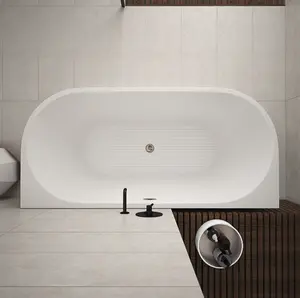 背壁独立式浴缸浴室浴缸1500 1700 D形室内亚克力独立式浸泡浴缸