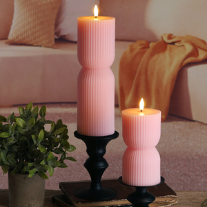 Mermei's <strong>Pink</strong> Flameless Handmade Paraffin Wax LED Flower Pillar <strong>Candle</strong>-Remote Control Battery Operated Party Christmas - Product Image 3