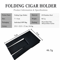 Support à cigares en acier inoxydable, pliable et portable, support à cigarettes simple en métal, repose-cigares multifonctionnel pour bureau et voyage