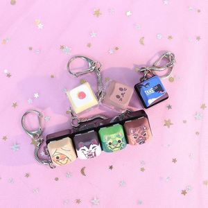Custom Square Shape Creative Sound LED <b>Keychain</b> Cute Cartoon Acrylic <b>Fidget</b> Keycap Clicker Decompression Waterproof Plastic Gift - Product Image 2