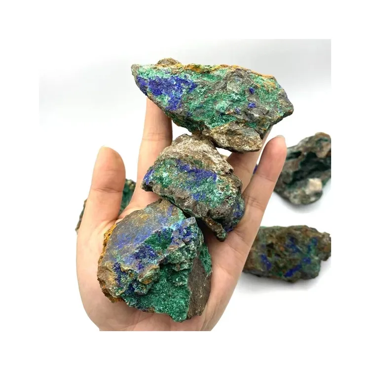 Mina de cobre de malaquita azul, Mineral Natural estándar, hecha a mano, fabricante profesional